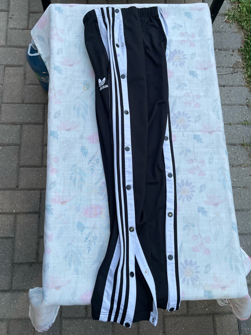 adidas Tear-away Black and White Joggers with Side Stripes - Picture 2 of 5